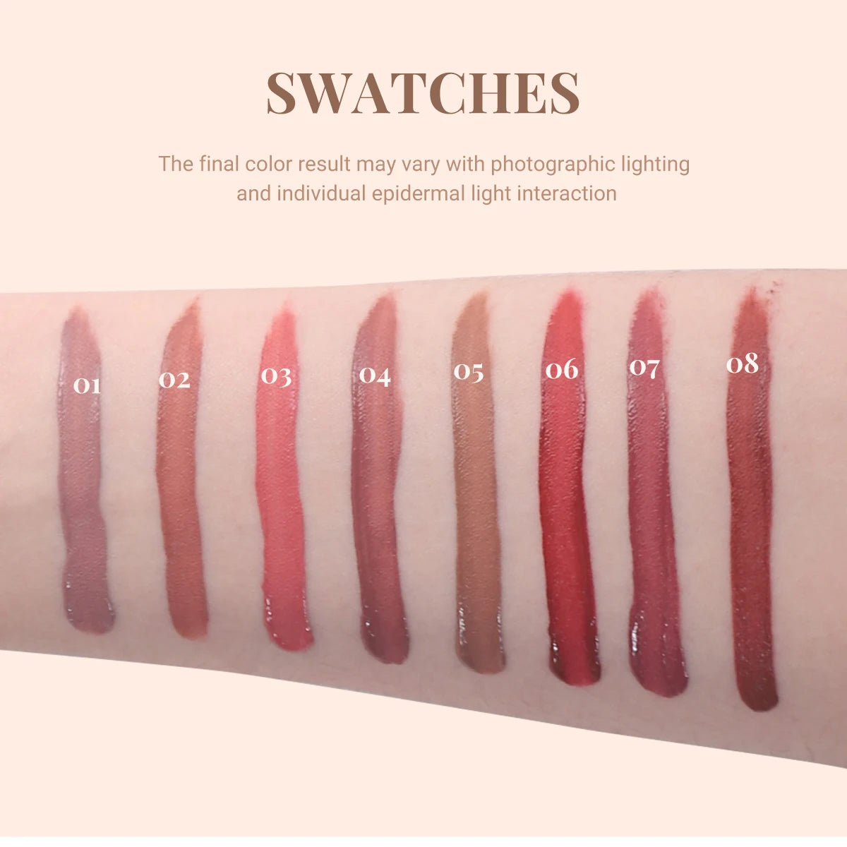DUNUF Matte Velvet Lip Gloss, 3D Plumping & Waterproof, Square Tube Lipstick, Easy Application, 8 Shades (All-in-One)