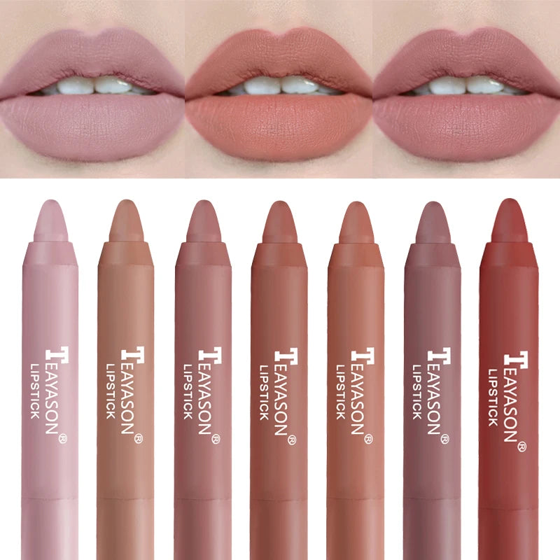 Nude Velvet Matte Lipstick Pen Lasting Waterproof Color Rendering Non-stick Cup Lipstick Pencil Lipliner Women Makeup Lip Stain