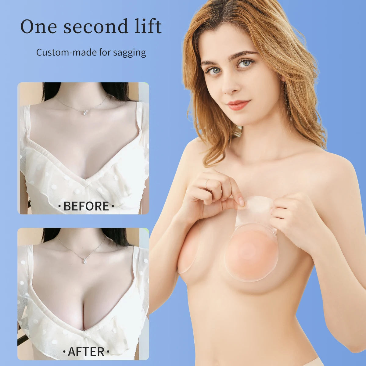 Silicone push-up breast patches for women's wedding dresses; adhesive cups for lifting and gathering in spring and summer; invis