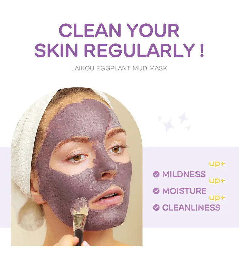 5pcs LAIKOU Eggplant Mud Mask Oil Control Moisturizing Anti-Acne  Anti Wrinkle Whitening Cleansing Clay Mask Skin Care Face Mask