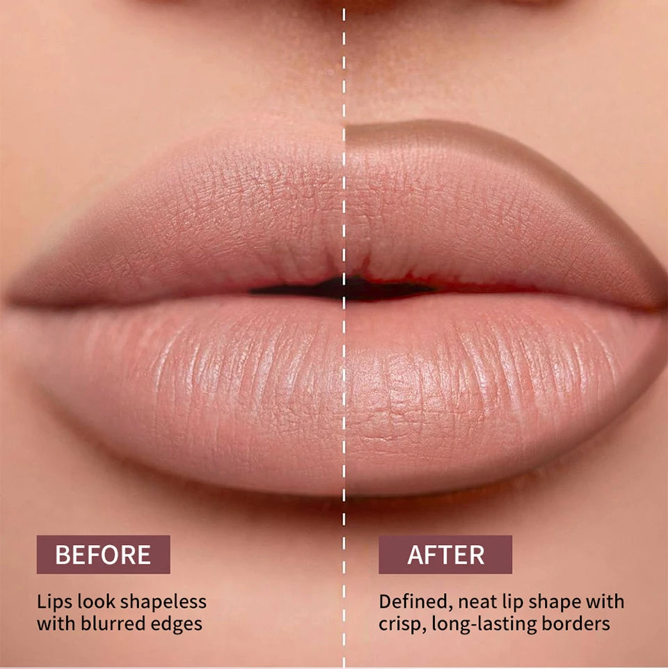 Waterproof 2 In 1 Lip Stain And Liner Pen Long Lasting Smudge Proof Kiss Proof Transfer Resistant 8 Colors Makeup Lip Pencil