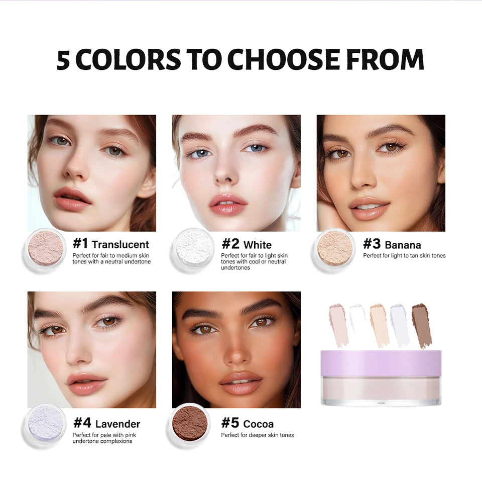 Lakerain Loose Baking Setting Powder Oil Control Natural Matte Finish Long Lasting Makeup Setting Powder Korean Cosmetic 4colors