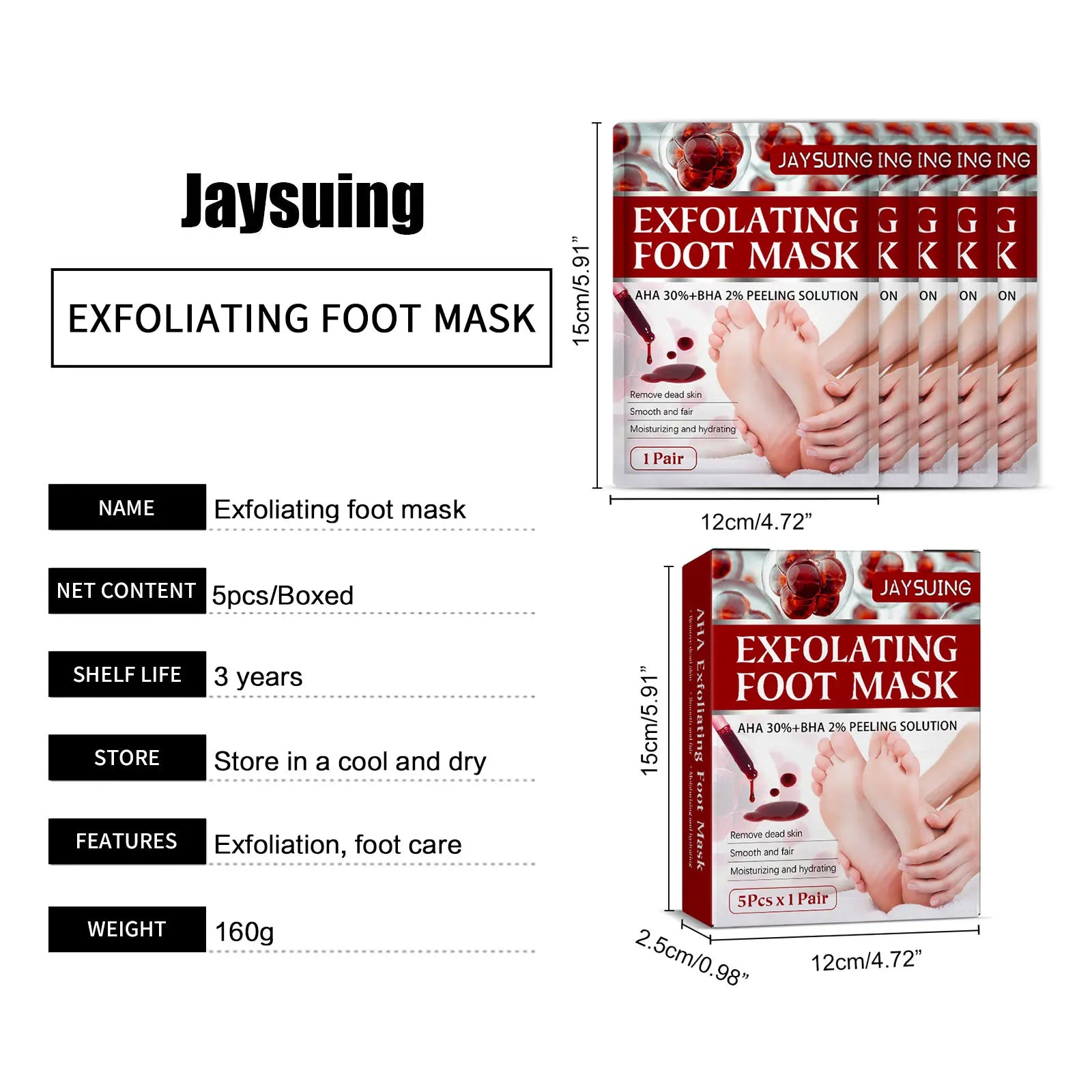Exfoliating Feet Mask Sock Exfoliation Scrub for Feet Mask Remove Dead Skin Moisturizing Pedicure Anti Crack Foot Patch Spa 5PCS