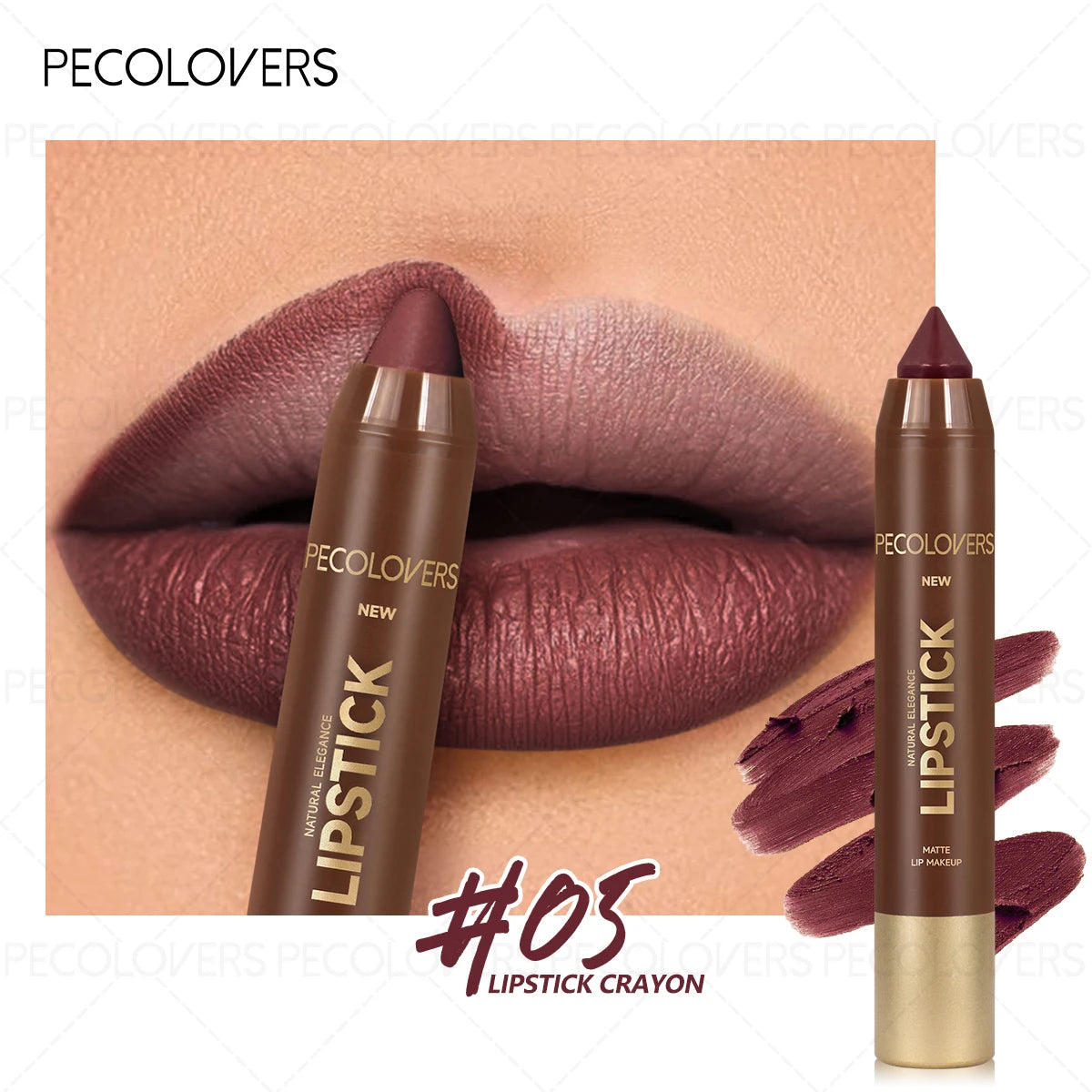 1PC Brown Matte Lip Liner Crayon, Smooth Application, Highly Pigmented, Long-lasting Wear, Lip Cosmetics