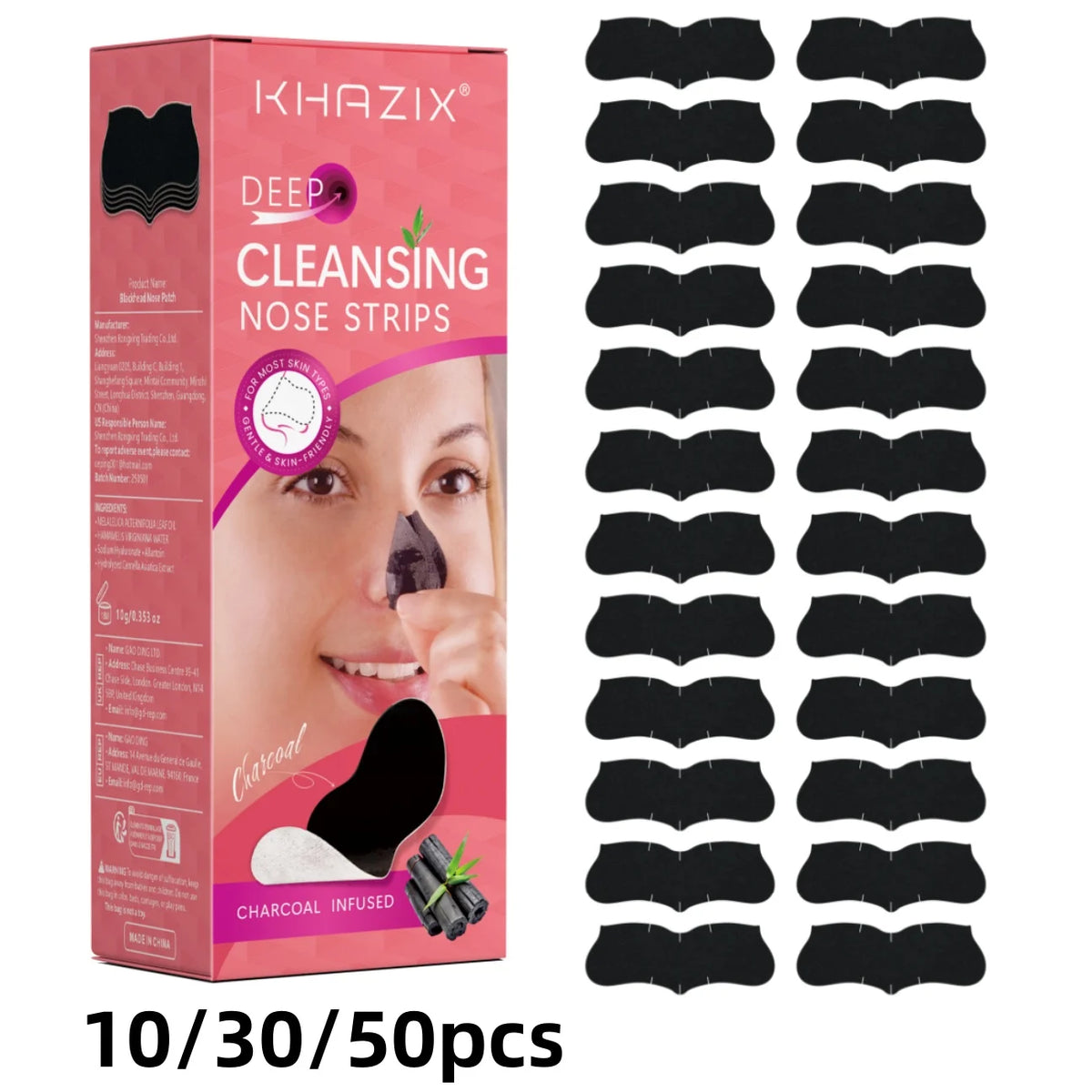 Natural Bamboo Charcoal Nose Strips, Deep Cleansing Blackheads, Gently Purify Pores & Absorb Impurities