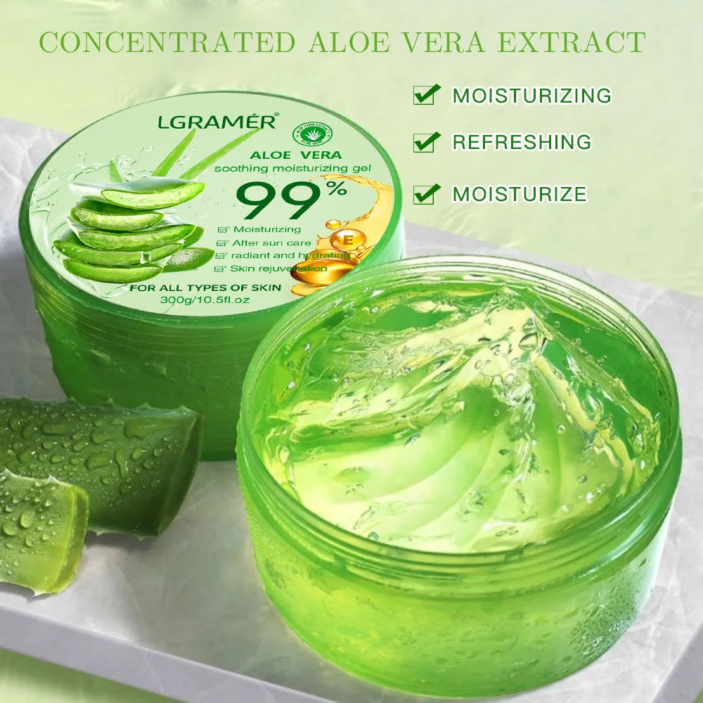 99% Aloe Vera Gel 300g Deep Hydration and Moisturizing Facial Body Leave-In Gel Shrink Pores Sleep Mask Korean Skincare Products