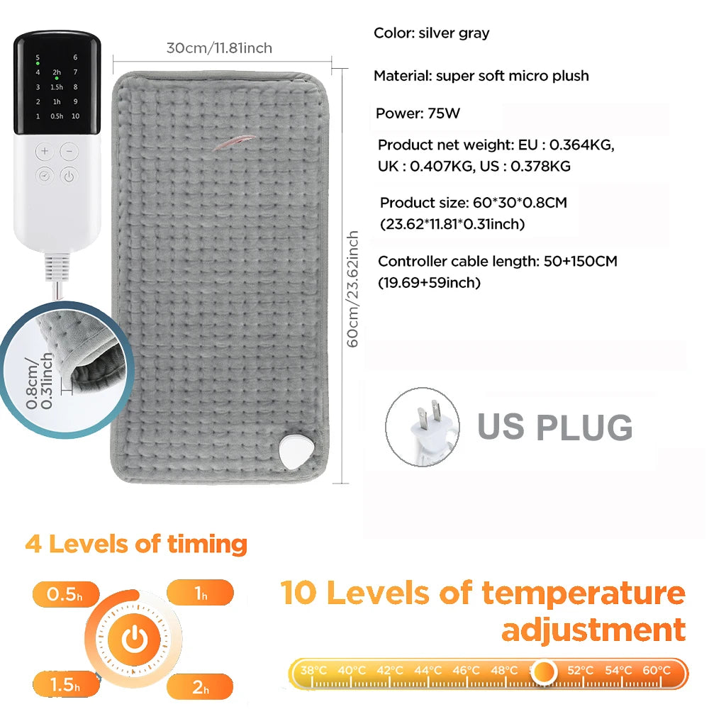 Home Electric Heating Pad Back Shoulder Office Winter Warming Blanket 10 Heat Thermal Mat Abdomen Period Menstrual Belt