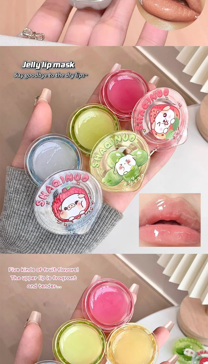 Shaqinuo Jelly Lip Mask Moisturizing and Hydrating Sleep Fruit Lip Balm for Students to Reduce Lip Lines and Prevent Dryness, a Christmas Gift Essential for Autumn and Winter.
