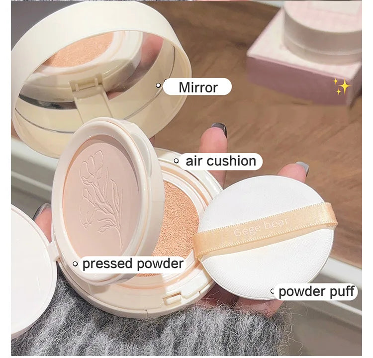 2 in 1 Double Layer Powder Cushion Clear Natural Lasting Brightening Gege Bear Makeup Concealer Loose Powder Cushion Cream