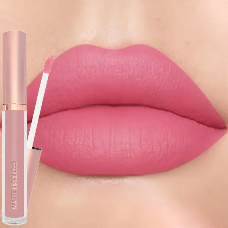12 Colors Matte Velvet Sexy Lip Gloss Waterproof Long-Lasting Non-stick Cup Lip Glaze Nude Liquid Lipstick Lips Makeup Cosmetics