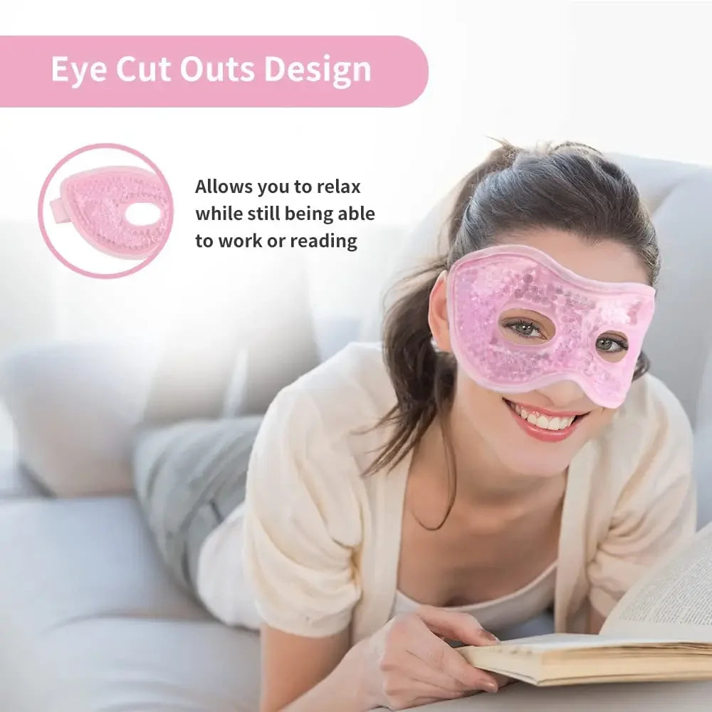 Cooling Gel Eye Mask with Eye Holes Cold Eye Packs for Puffiness & Swelling Reusable Hot Cold Compress Heat Ice Gel Pack