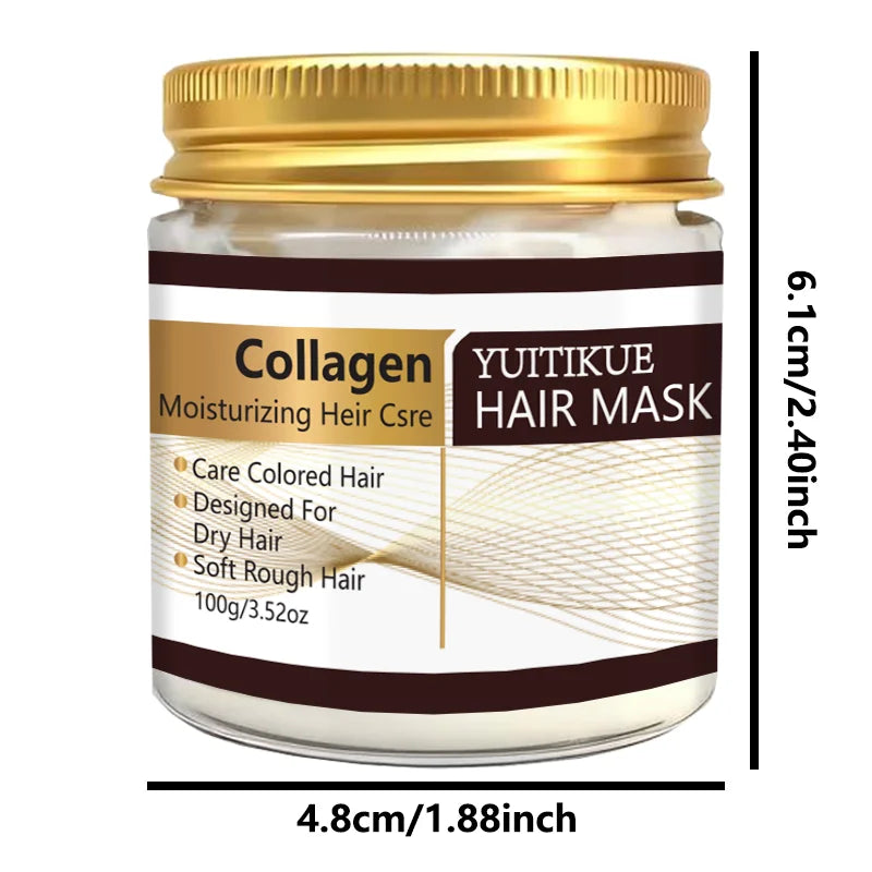 YUITIKUE Collagen Moisturizing Hair Mask - 100g for Dry & Colored Hair, Deep Conditioning to Soften Rough Hair
