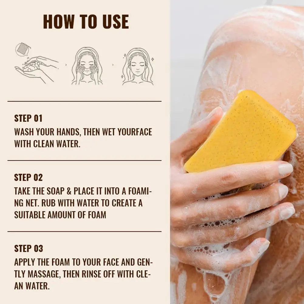 1/2PCs Lemon Turmeric Kojic Acid Soap Bar, Turmeric Soap Bar Brighten Even Skin Vitamin E, Gentle Lemon Soap For Face, Body Wash
