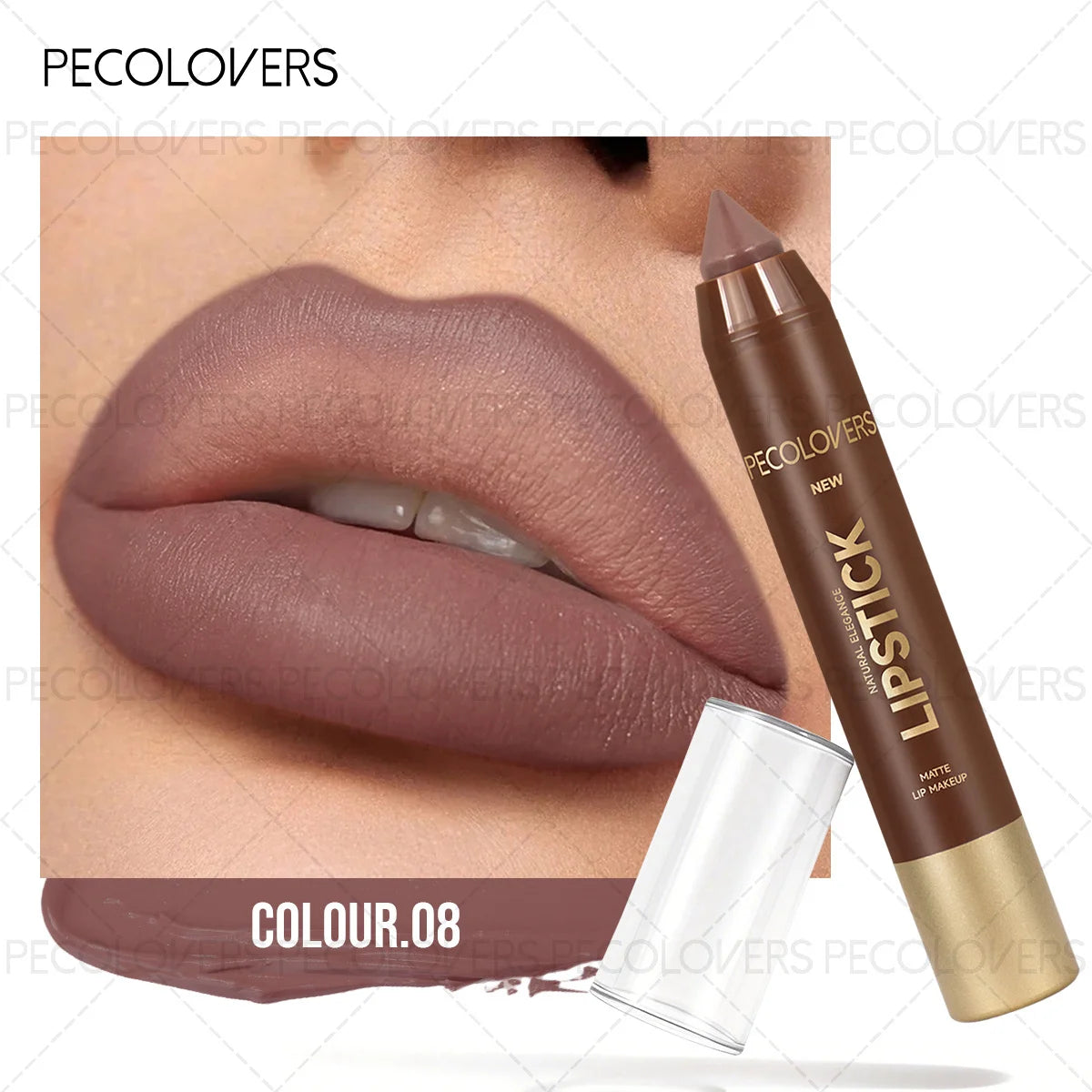 1PC Brown Matte Lip Liner Crayon, Smooth Application, Highly Pigmented, Long-lasting Wear, Lip Cosmetics