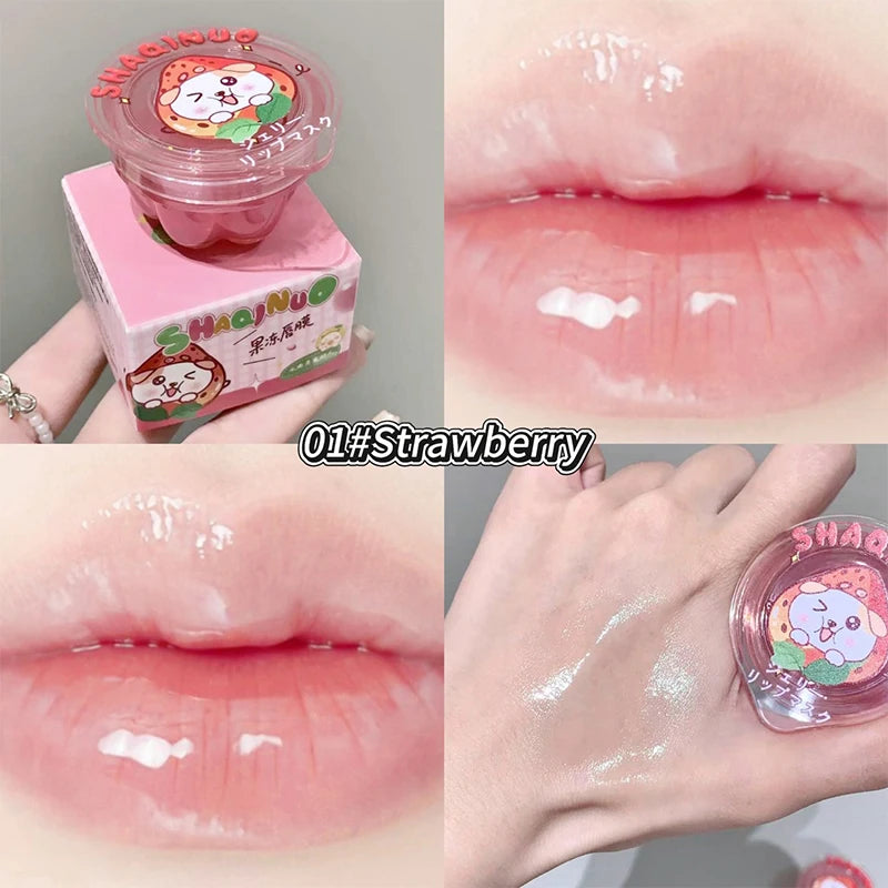 Shaqinuo Jelly Lip Mask Moisturizing and Hydrating Sleep Fruit Lip Balm for Students to Reduce Lip Lines and Prevent Dryness, a Christmas Gift Essential for Autumn and Winter.