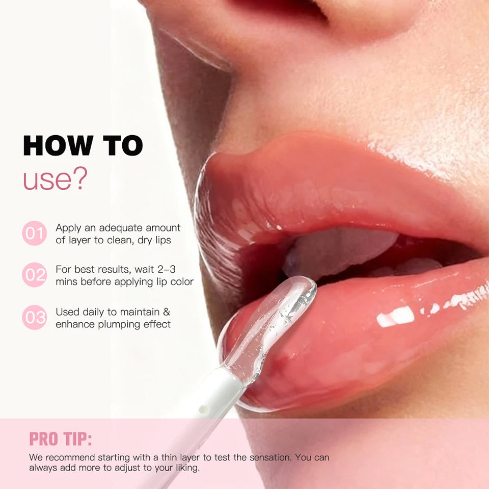 Lakerain Lip Plumper Moisturizing Lip Gloss Transparent Plump Lips Care Lip Stuffer Gift Korean Cosmetics