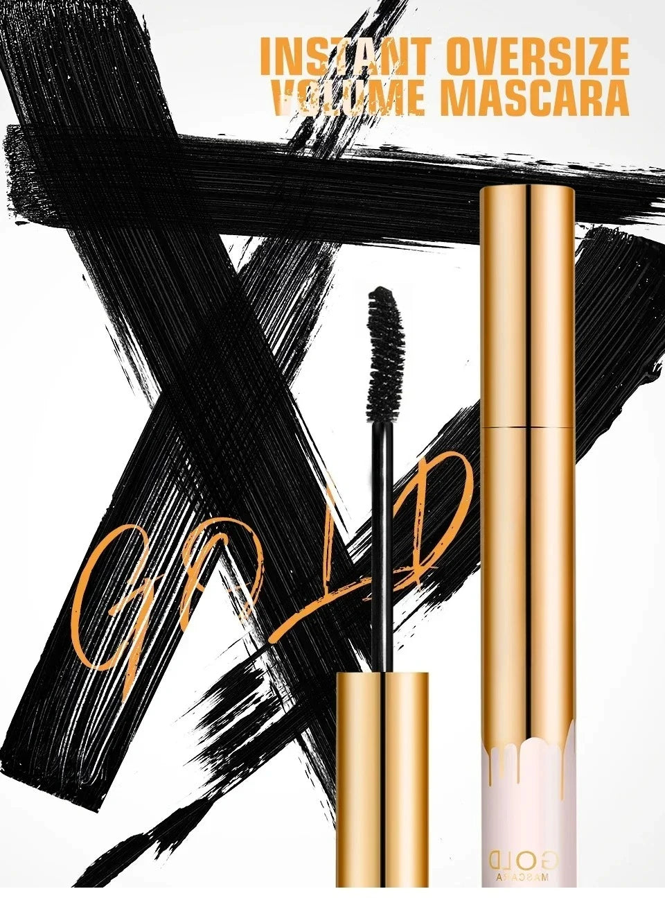 3D Mascara Lengthening Black Lash Eyelash Extension Eye Lashes Brush Beauty Makeup Long-wearing Gold Color Mascara