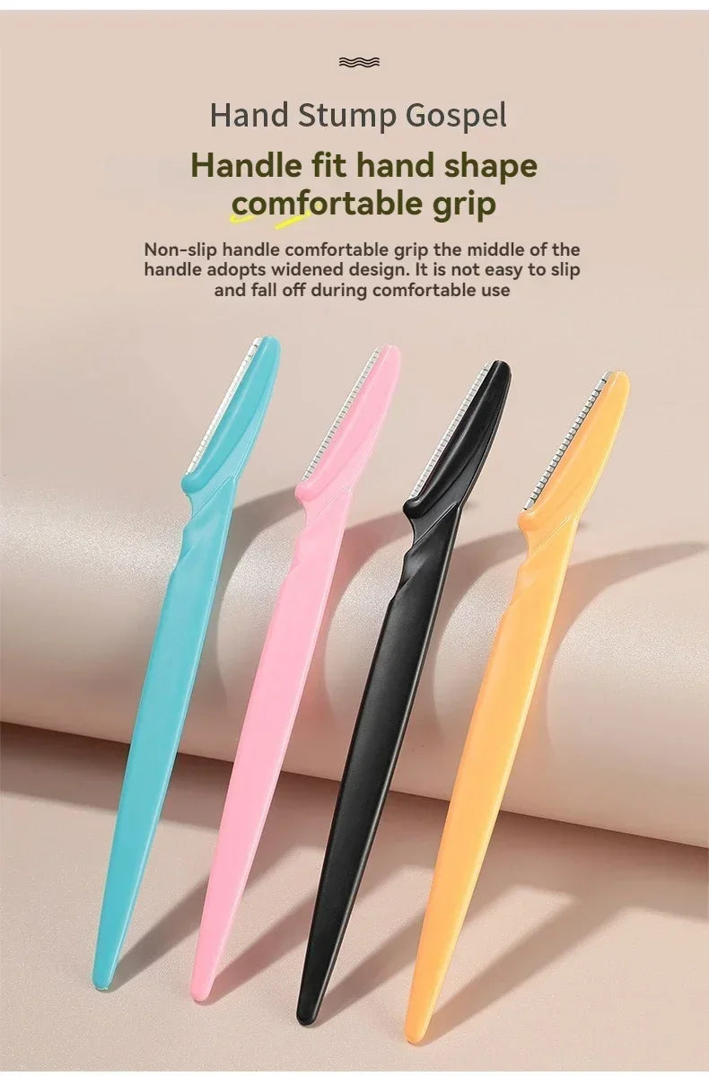 Stainless Steel Eyebrow Razors,Multipurpose Facial Hair Trimmers with Protective Cap for Men & Women,Exfoliating Tool for Beard