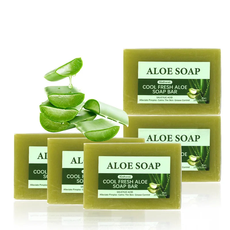 1/2/4/6Pcs Aloe Vera Whitening Soap, Remove Acne, Pimples, Skin Radiant, Improve Skin Luster, Vegan Bath Wash for All Skin Types