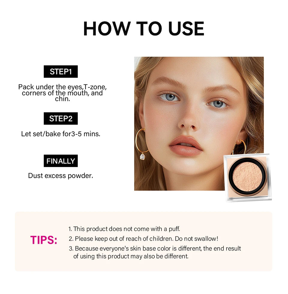 Lakerain Loose Baking Setting Powder Oil Control Natural Matte Finish Long Lasting Makeup Setting Powder Korean Cosmetic 4colors
