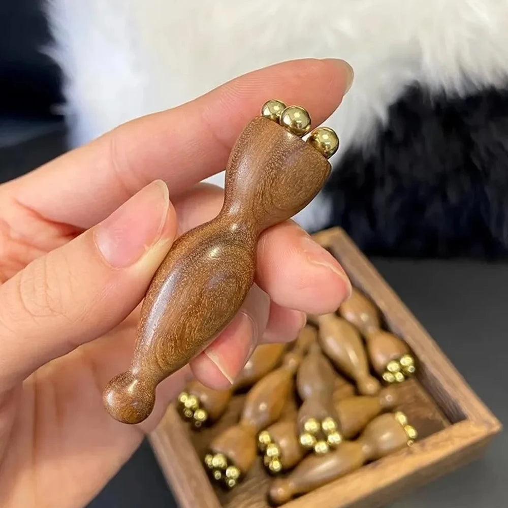 1pcs  Hot Face Massage Tools Lotus Seedpod Beauty Brass & Rosewood Dark Circles Gua Sha Tool Eye Relaxation Meridians Acupoint