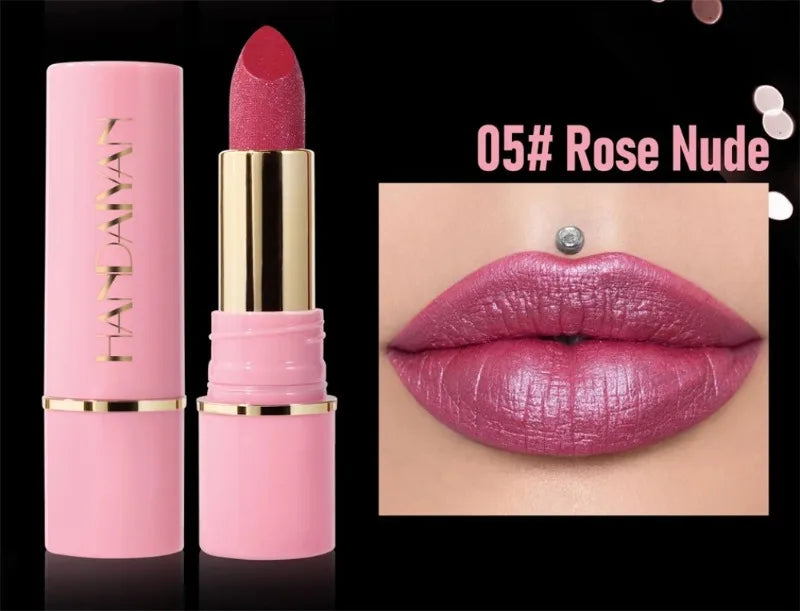 8 Colors Diamond Shimmer Lipstick Purple Metallic Glitter Pearlescent Lip Tint Long Lasting Waterproof Lipstick Makeup Cosmetics