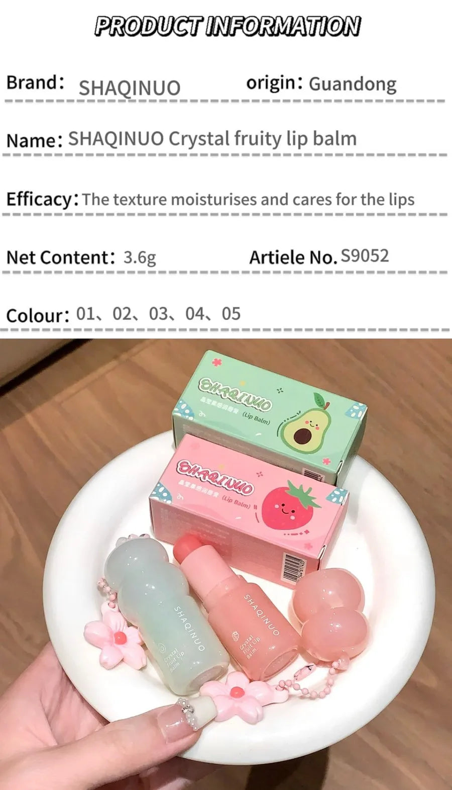 Hydrating Fruit Lip Balm Pendant, Tinted Moisturizing Lip Care for Fall & Winter, Prevents Dry Cracking, Refreshing Fruit Flavor