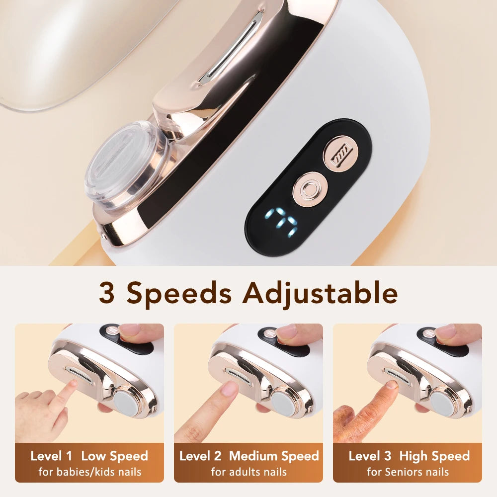 Electric Nail Clipper Cutter With LED Light 2in 1 Automatic Nail Grinder Trimmer For Baby Adult Mini Manicure Tools Nail Care