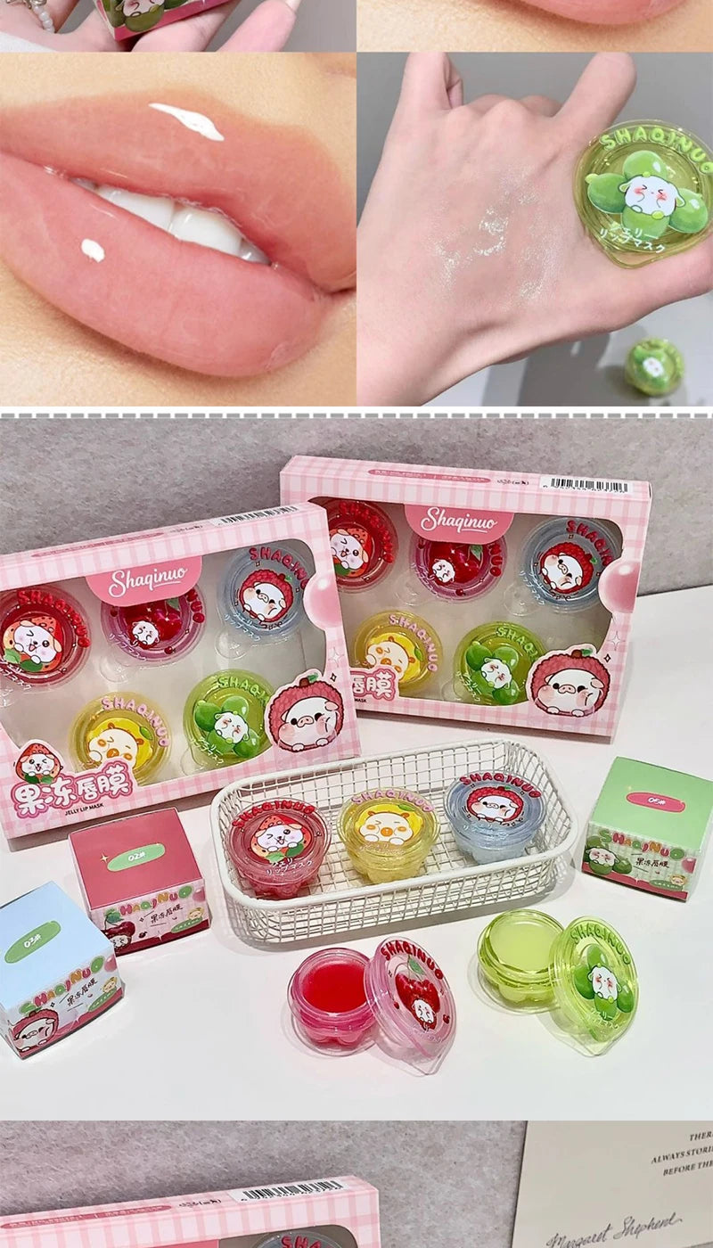 Shaqinuo Jelly Lip Mask Moisturizing and Hydrating Sleep Fruit Lip Balm for Students to Reduce Lip Lines and Prevent Dryness, a Christmas Gift Essential for Autumn and Winter.