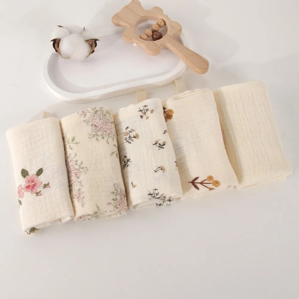 Portable High Quality 4-Layer Pure Cotton Cotton Washcloth Absorbent Soft Square Towels Gauze Cotton Towels Newborn Burp Cloth