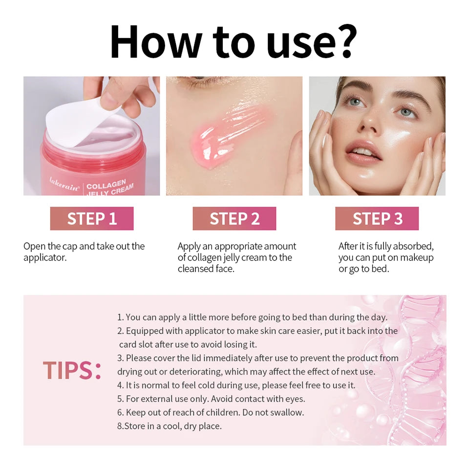 Deep Hydrating Collagen Jelly Cream Moisturizing Tightening Soothing Anti-Aging Firmness Hydration Cream Skincare Cosmetics