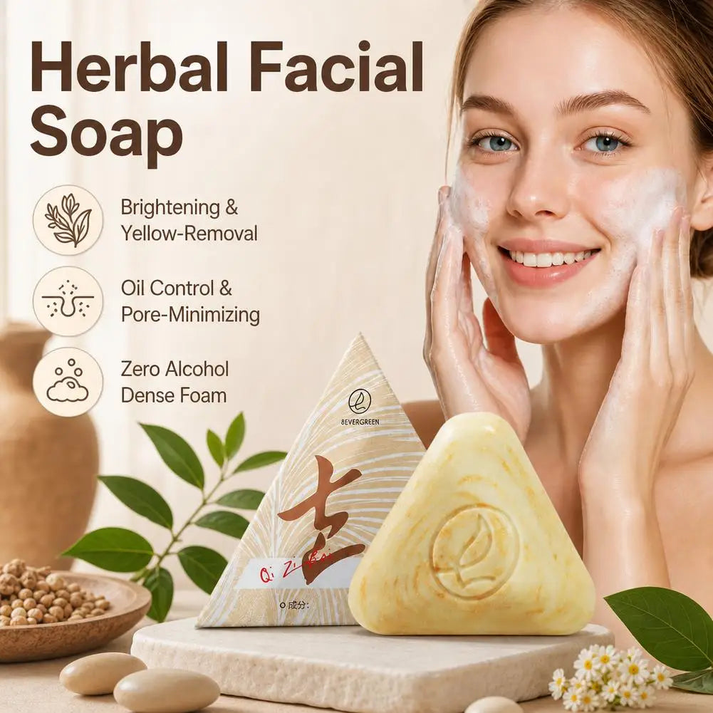 120g Face Soap with Foaming Net Seven Seed White Ancient Method for Oil Control Gentle Herbal Cleansing Skin