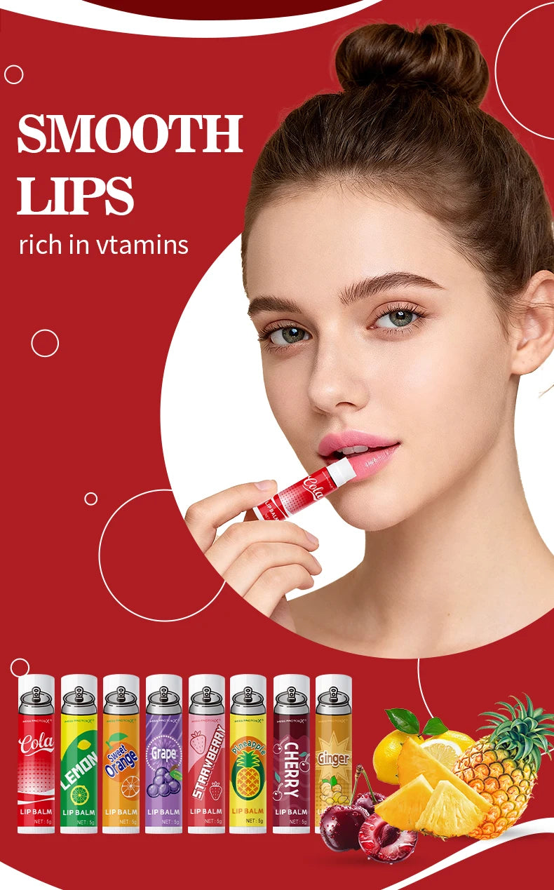 8PCS Soda-Inspired Lip Balm Set, Long-Lasting Moisture & Anti-Chapping, 8 Scents, Ideal for Daily Use & Holiday Gift Giving