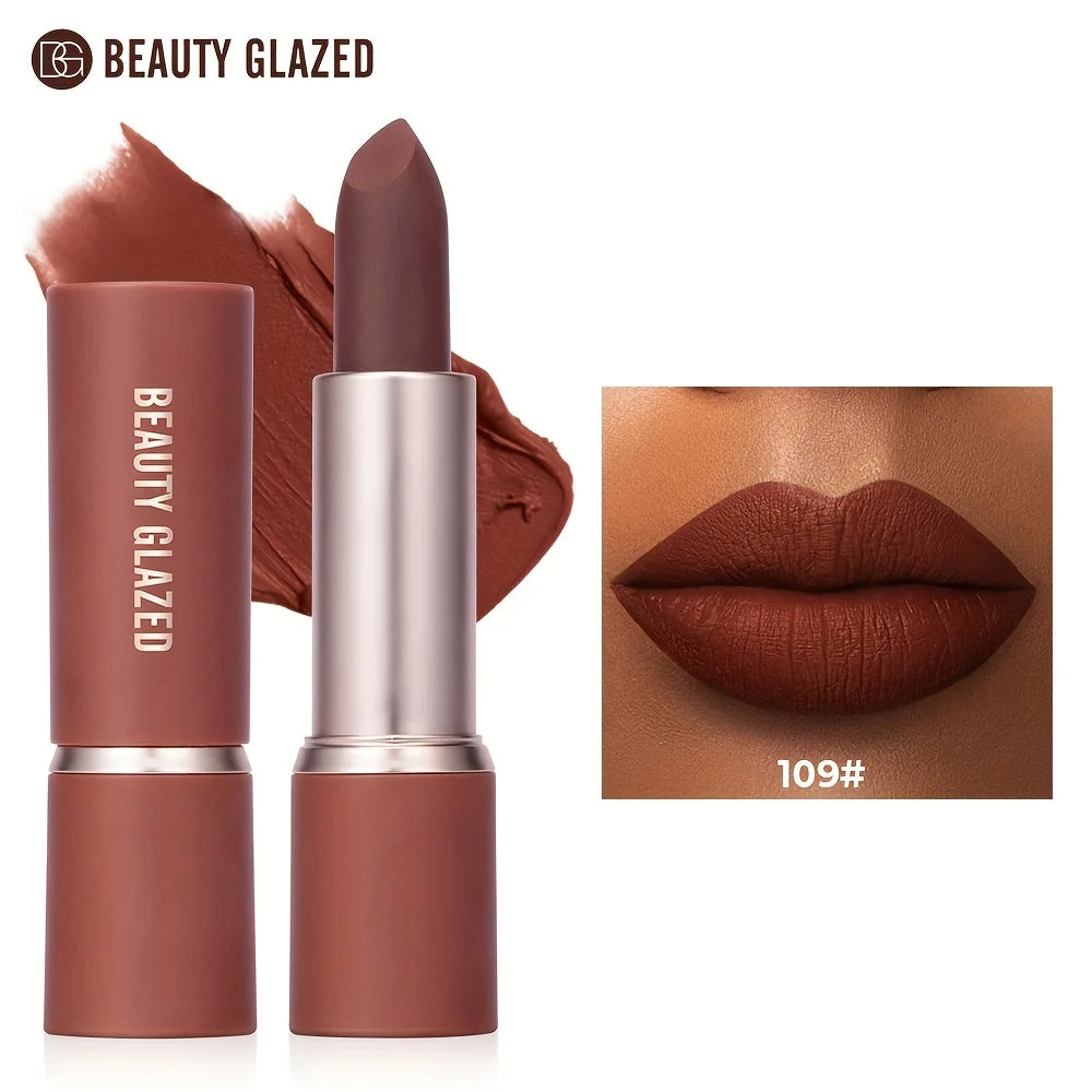 Barely Matte Cocoa Lipstick Creamy Texture Nourishing Care Long Lasting Waterproof  All Skin Types Brown Hue Matte Lipstick