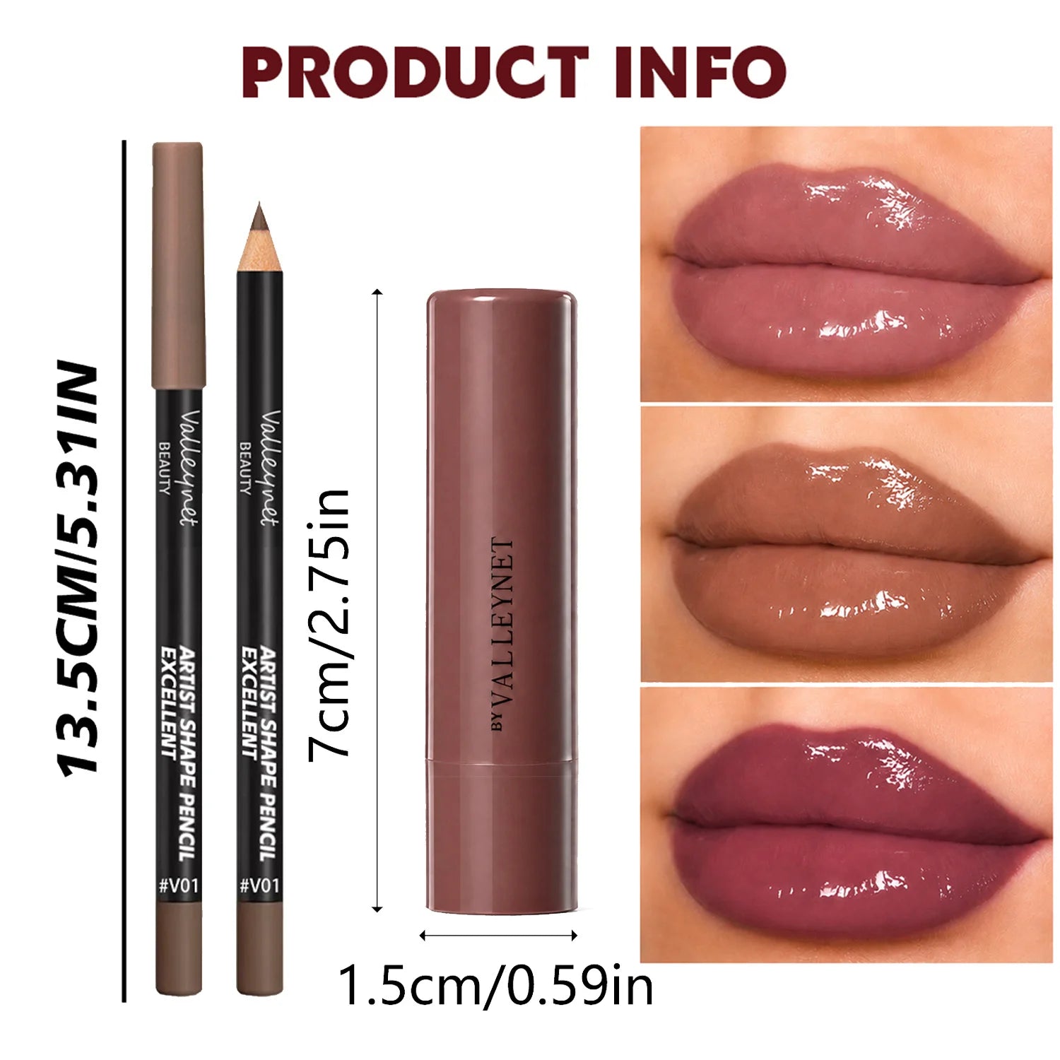 2pcs/Set Lip Liner&Moisturizing Lipstick-Precise Definition&Hydrating Color-Waterproof Long-Lasting Smudge-Proof-Natural