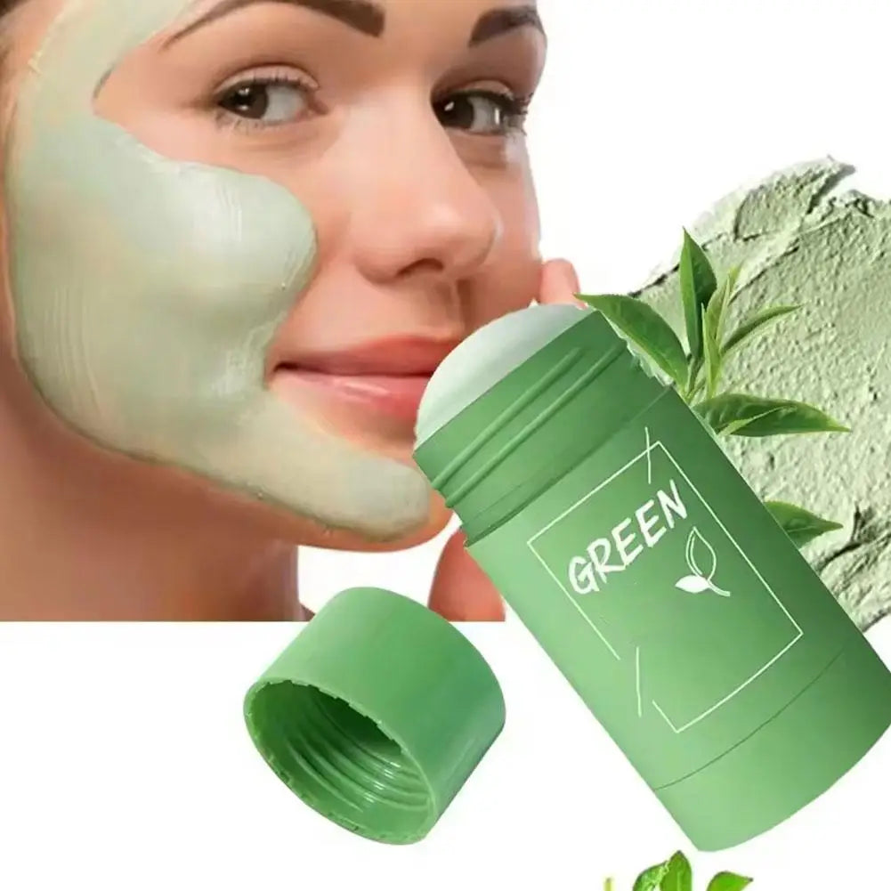 1/3PCS Green Tea Clay Stick For Face, Green Mask Stick Smear Acne Shrink Blackhead Green Tea Extract Facial Mask Pore Cleansing