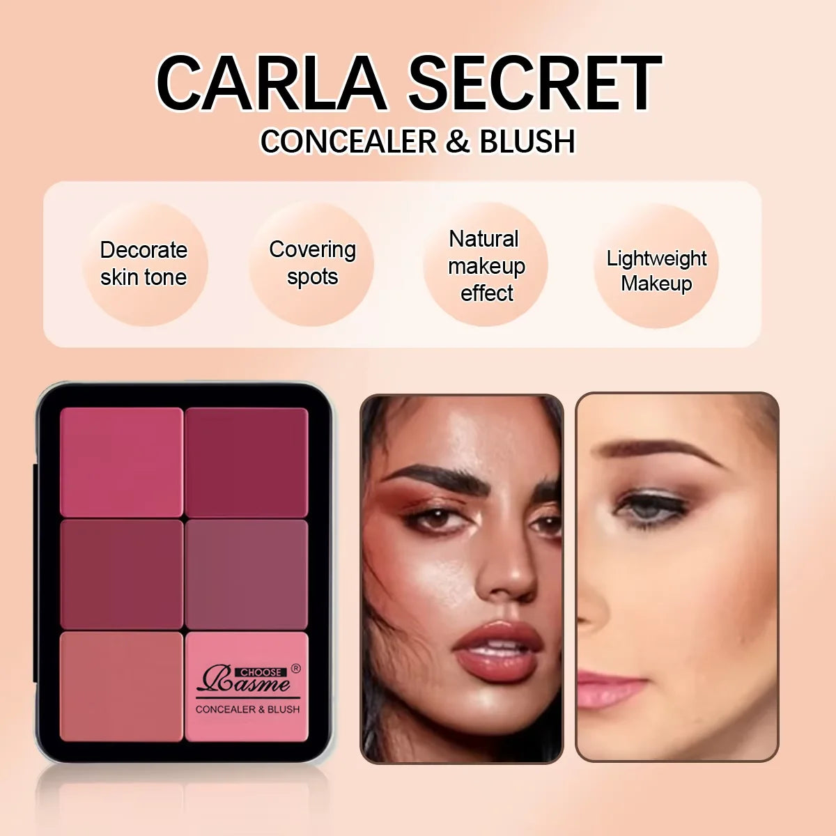 12-Color Iron Box Concealer Blush Cream Matte Highlight Contour Makeup All-in-One Palette