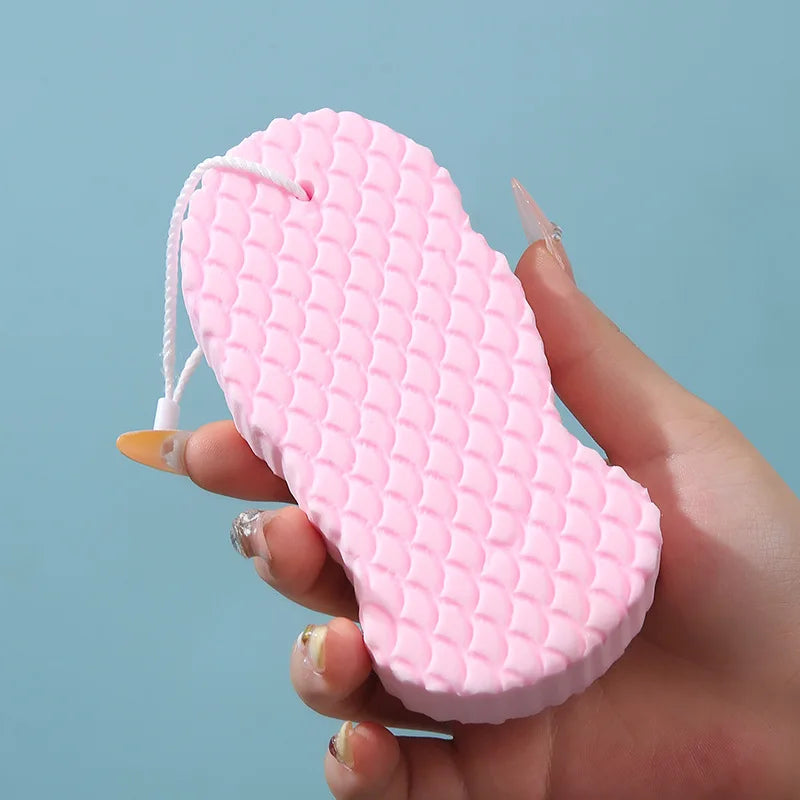 DOUBLE-SIDED SPONGE BATH WASH, FISH SCALE PATTERN STEREOSCOPIC BATH SPONGE, SKIN-FRIENDLY NO PAIN BODY SCRUBBER FOR BATHING