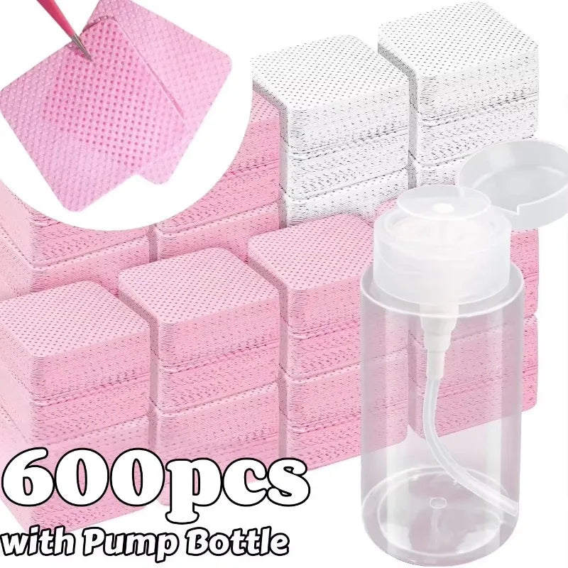 20/600pcs Lint-Free Gel Nail Wipes Aluminum-Free Nail Polish Remover Pads for NaiArt Beauty Nail Cleaning Care