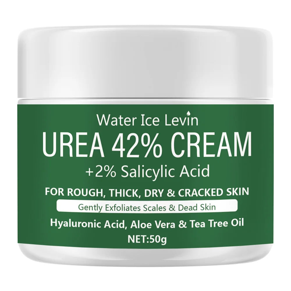 Urea 42% + 2% Salicylic Acid Cream with Hyaluronic Acid & Tea Tree Oil, Moisturizes and Exfoliates Rough, Dry Skin