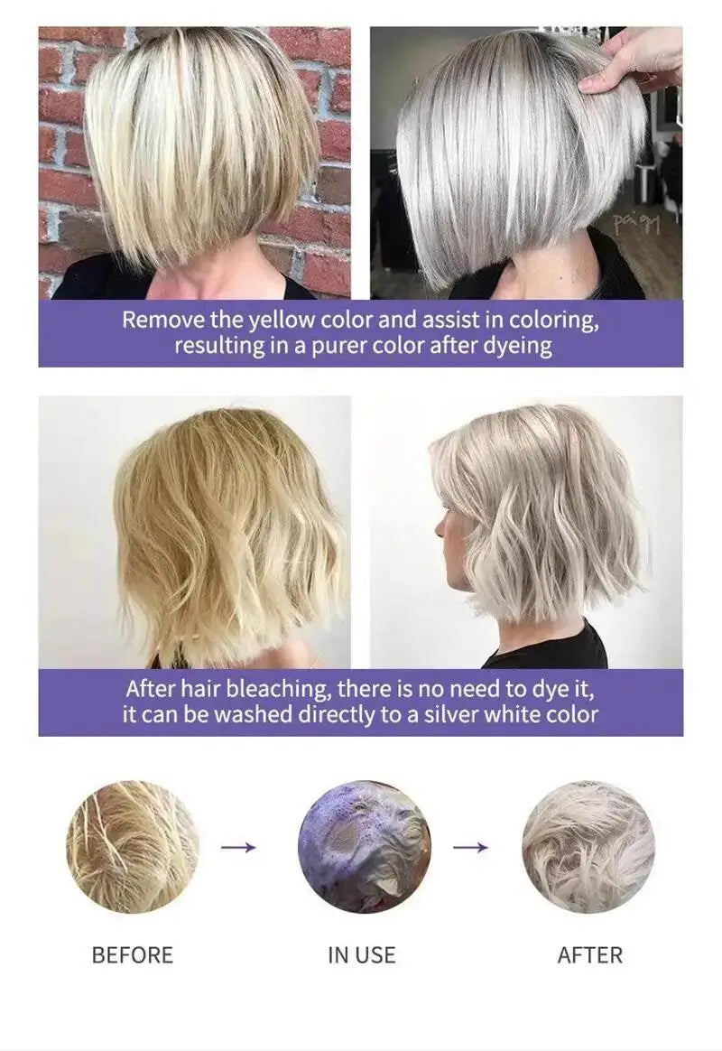 300Ml Color Fixing Purple Shampoo Lock Color Cover Gray Hair Fade Yellow After Bleach Hair Dye Long Lasting Non-irritating Care