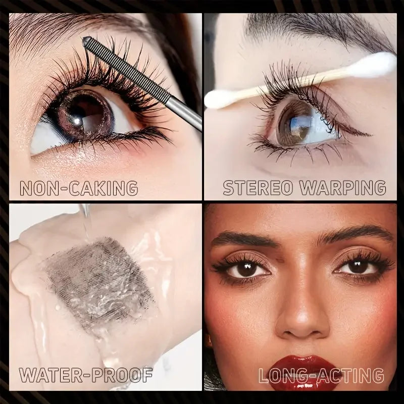 Steel Tube Mascara-Special Spiral Brush, Waterproof Long-Lasting Silk Fiber Mascara, Keep Each Eyelash Curled for a Long Time Ma
