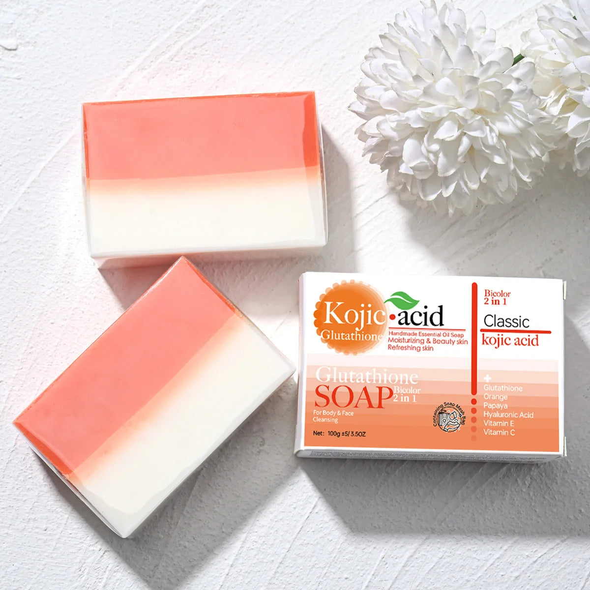 Hot Selling Organic 100g  Kojic Acid+Glutathione Soap Bar Honey Anti-Acne Aid  Whitening Bath Face