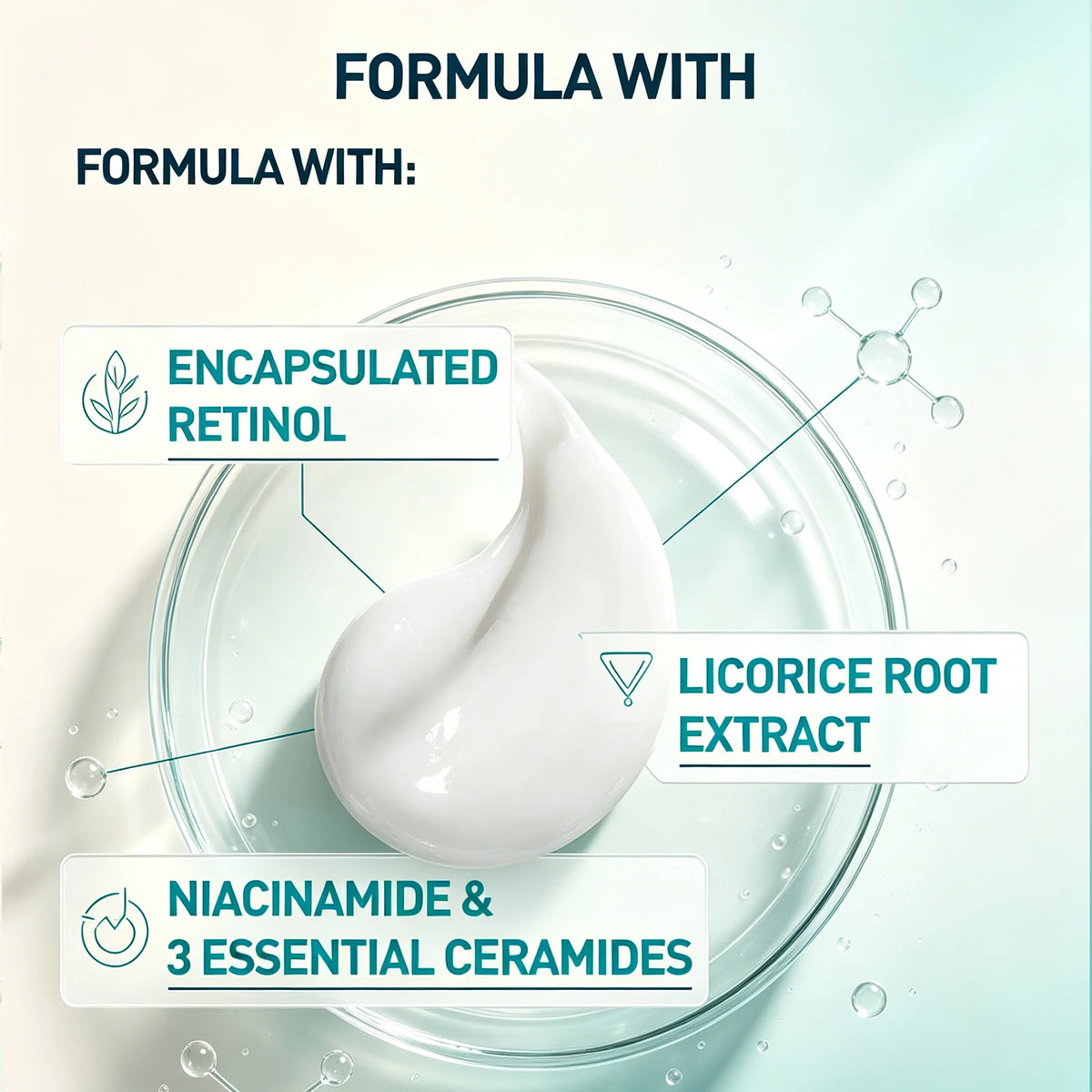 CeraVe Retinol Serum Niacinamide Licorice Root, Skin Smoothing Tone Care, Barrier Repair, Non-Comedogenic For Blemish Prone Skin