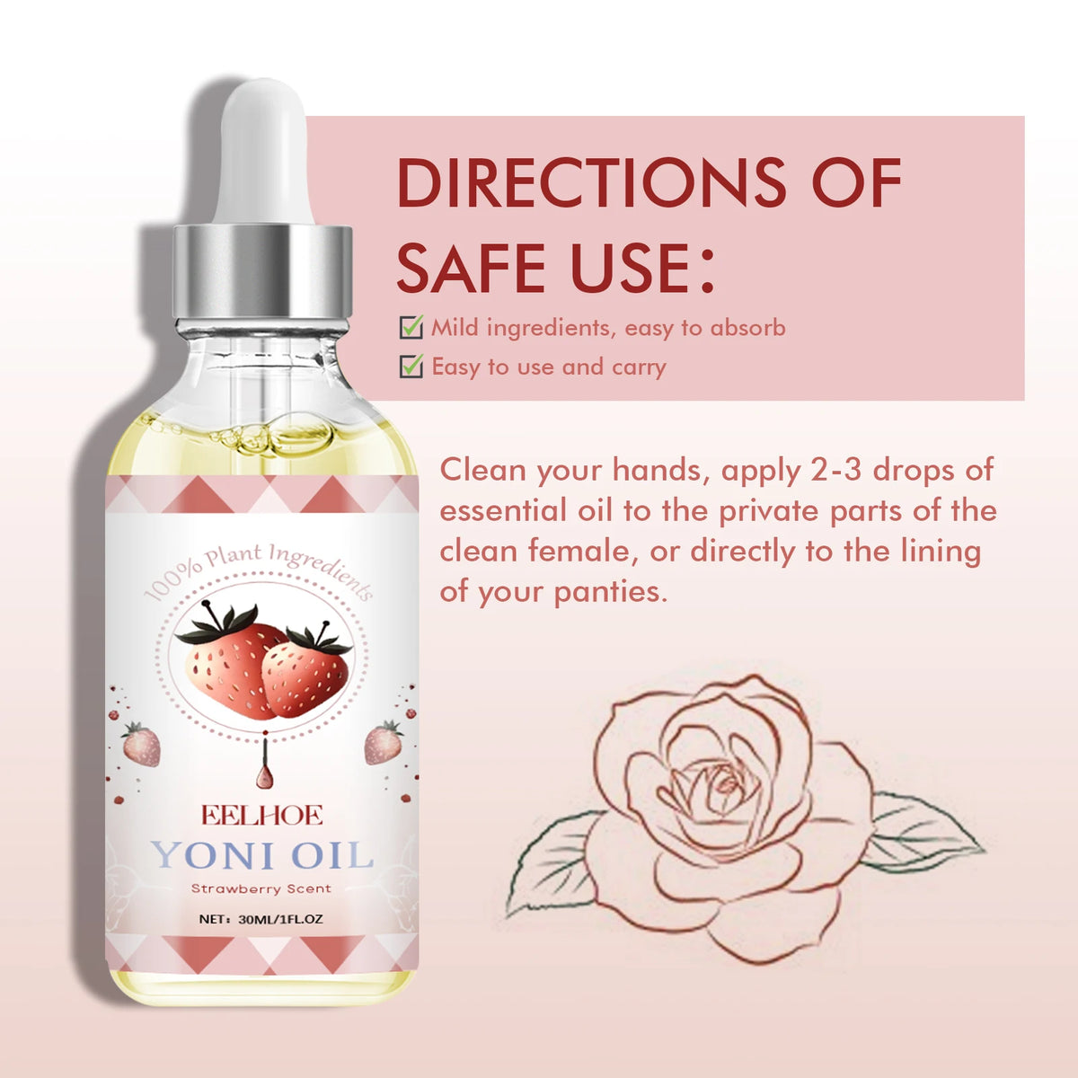 Women's Intimate Essential Oil - Eliminates Odor and Itchiness, Cleanses the Body, Firms Skin, Gentle Care Essential Oil