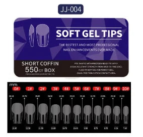 550Piece Medium and short soft gel nail tips Medium Apricot/Coffin Head Full Coverage Matte Extension Tool  Press-On Nail