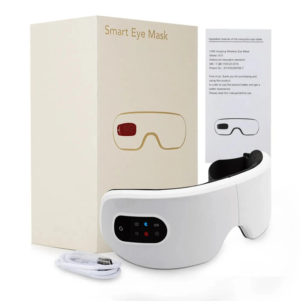All-in-One Bluetooth Eye Massager with Vibration – Smart Mask with Wireless Charging for Eye Care