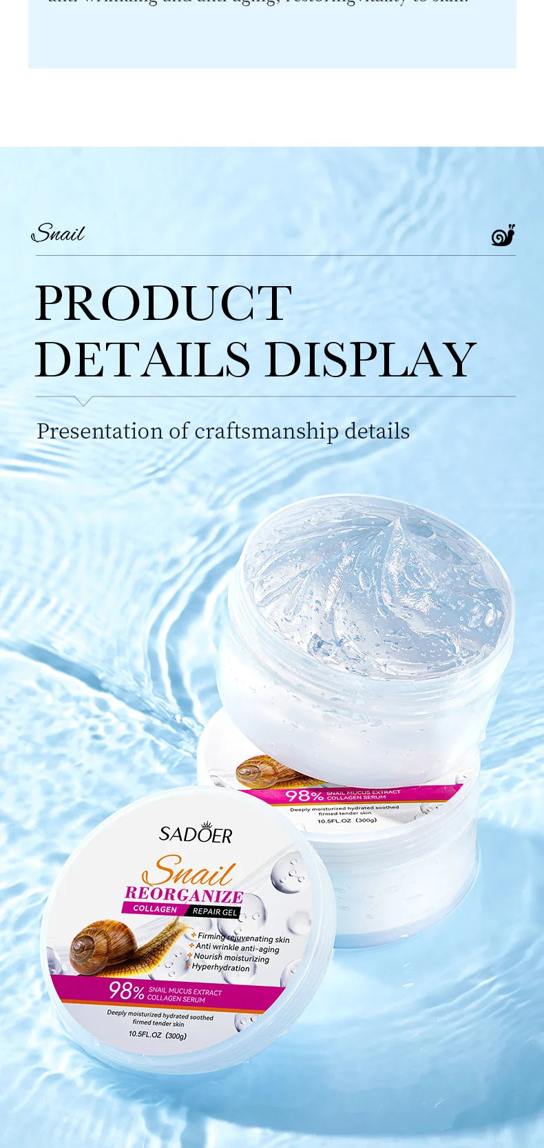 SADOER Snail Collagen Face Cream Gel Firming Repair Whitenting Moisturizing Facial Creams Beauty Face Skin Care
