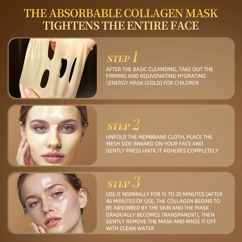 MERCILEN Firming Hydrating Mask 35g*5 pieces, contains collagen, royal jelly, peptides, retinol, and other skin-beautifying ingredients to moisturize and hydrate, improve dry skin, lock in skin moisture, prevent water loss, a