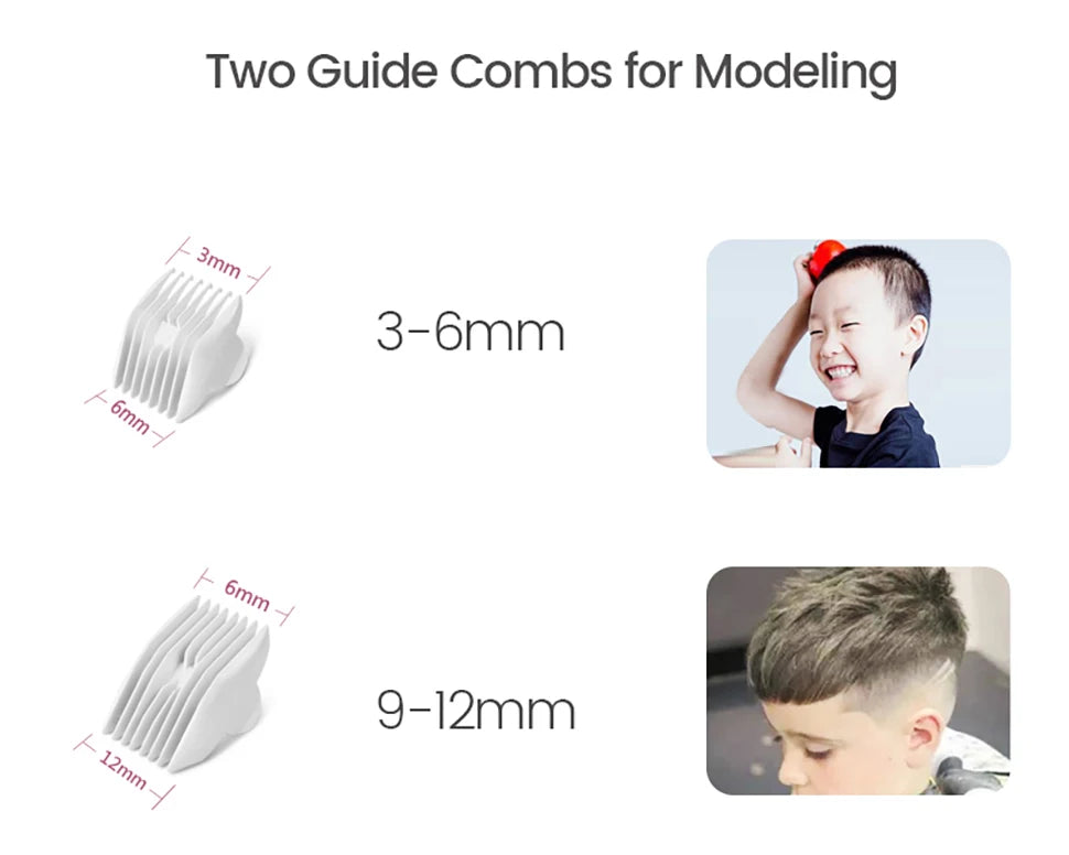 Baby Hair Clipper Quiet Electric Rechargeable Kids Trimmer for Children Grooming Shaver Haircut Machine Ceramic Blade Waterproof